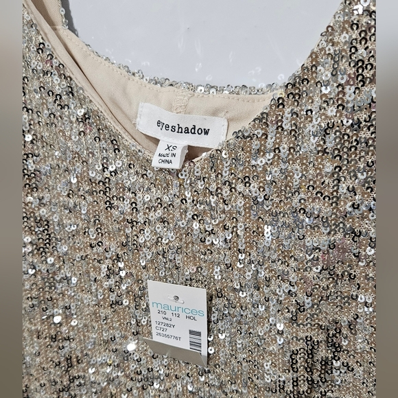 Nwt Maurices Eyeshadow White Silver Sequins Spaghetti Straps Party Dress XS B10 - Picture 4 of 7